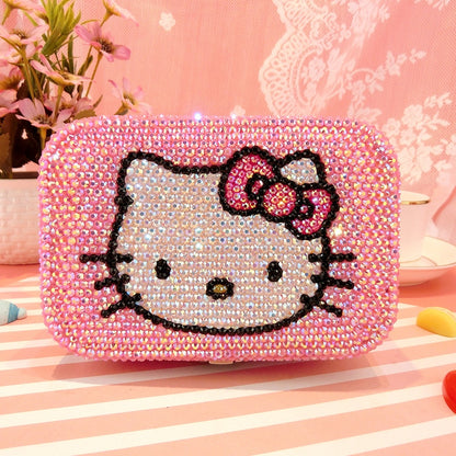 Hello Kitty Kawaii Creative Cartoon Anime Sanrios Jewelry Box Stick Diamond Cute Jewelry Necklace Storage Box Girl Holiday Gift - StorageandmoreStorage