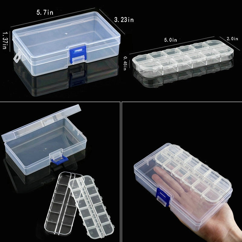 Transparent Plastic Storage Jewelry Box Compartment Adjustable Container For Beads Earring Box For Jewelry Rectangle Box Case - StorageandmoreStorage