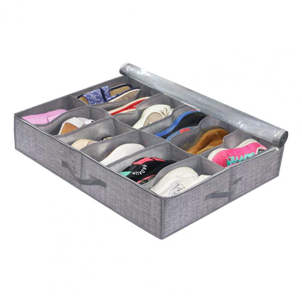 Practical 10 Grids Space-saving Underbed Organizer Non Woven Fabric Under Bed Shoe Organizer Convenient for Bedroom - StorageandmoreStorage