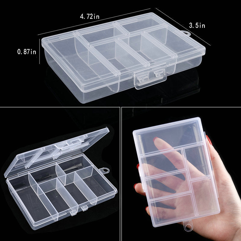 Transparent Plastic Storage Jewelry Box Compartment Adjustable Container For Beads Earring Box For Jewelry Rectangle Box Case - StorageandmoreStorage