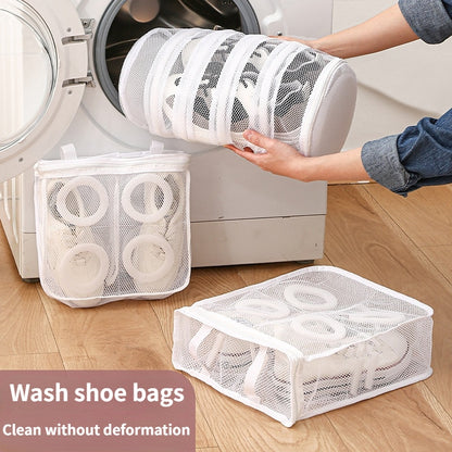 Mesh Washing Machine Shoes Bag Anti-deformation Zipper Laundry Bag Travel Shoes Clothes Storage Bags Shoes Airing Dry Tool - StorageandmoreStorage