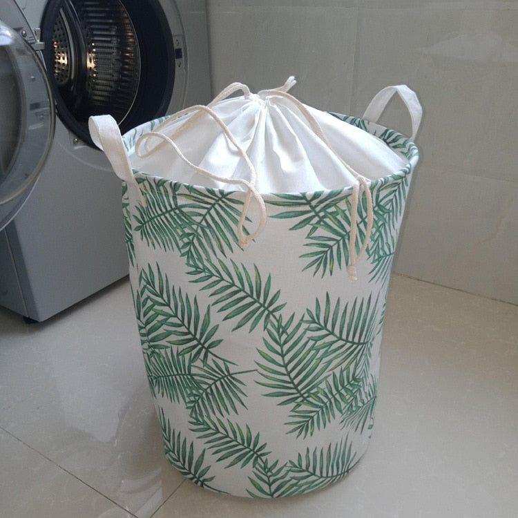 New Fashion Print Laundry Basket with Drawstring Lining Portable Foldable Storage Bag Hamper for Kids Toys Dirty Clothes Basket - StorageandmoreStorage