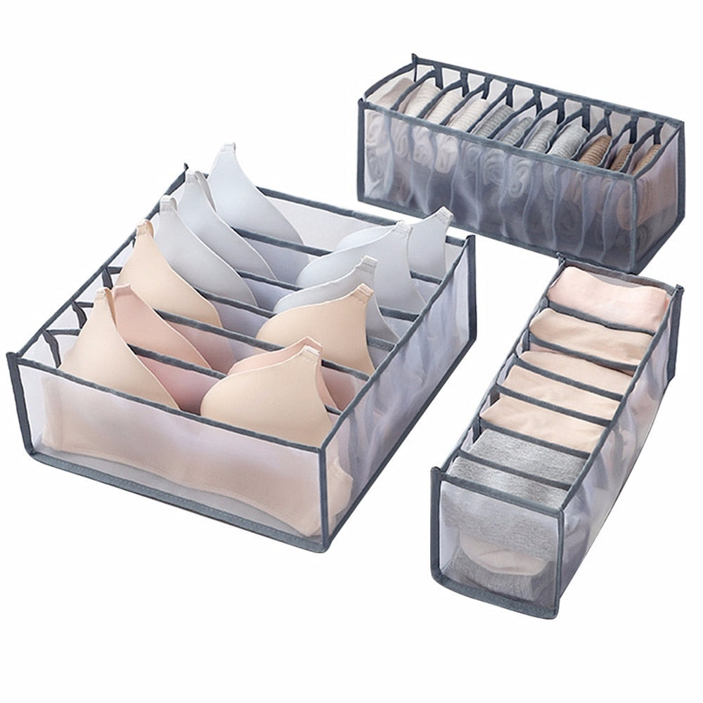 New 6/7/9/11 Grids Washable T-shirt Jeans Compartment Storage Closet Clothes Drawer Mesh Separation Box Stacking Pants Drawe - StorageandmoreStorage