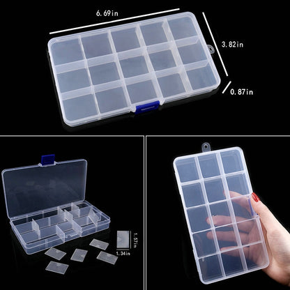 Transparent Plastic Storage Jewelry Box Compartment Adjustable Container For Beads Earring Box For Jewelry Rectangle Box Case - StorageandmoreStorage