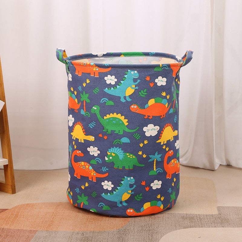 Cotton Linen Dirty Laundry Basket Foldable Round Waterproof Organizer Bucket Clothing Children Toy Large Capacity Storage Home - StorageandmoreStorage