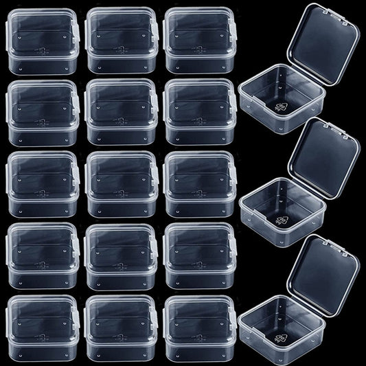 48 Packs Clear Small Plastic Containers Transparent Storage Box with Hinged Lid for Items Crafts Jewelry Package Clear Cases - StorageandmoreStorage