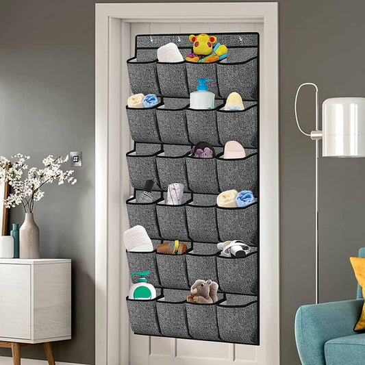 Over the Door Shoe Organizer 24 Pockets Hanging Shoe Rack Holder Organizer Wall Mounted Fabric Shoe Holder Bag Shoe Hanger with - StorageandmoreStorage