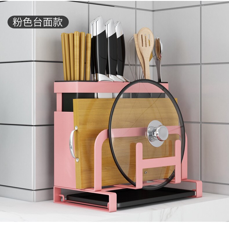 Kitchen Knife Cutting Board Holder Multifunctional Knife Storage Tools Cutting Board Knife Pot Cover Stand Cutlery Scissor Organ - StorageandmoreStorage