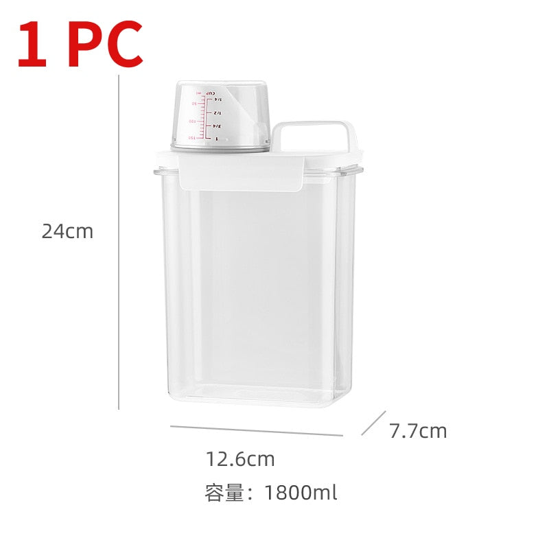 3PC Airtight Laundry Detergent Powder Storage Box Clear washing powder container with lid and handle Multipurpose plastic cereal - StorageandmoreStorage