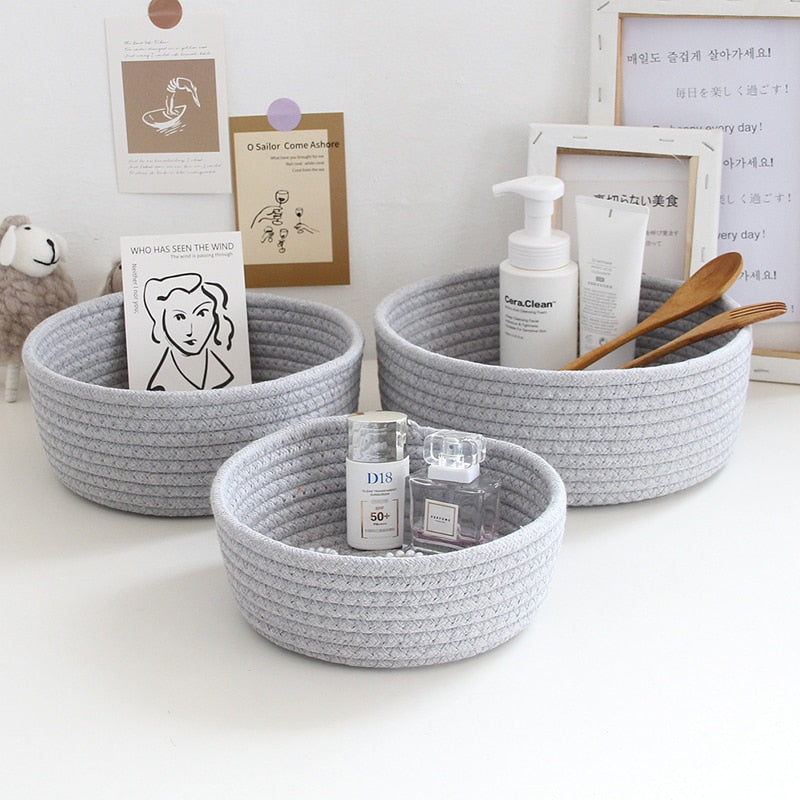 INS Nordic Cotton Rope Storage Baskets Woven Desktop Sundries Kids Toys Organizer Box Baby Dirty Clothes Laundry Basket Hamper - StorageandmoreStorage