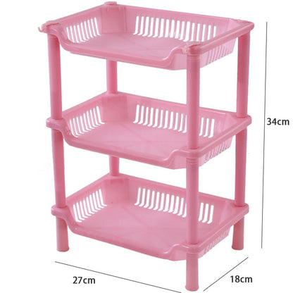 3-Layers Kitchen Storage Rack Shelve Plastic Assembled Sundries Food Shelf Dish Holder Bathroom Organizer Accessories - StorageandmoreStorage