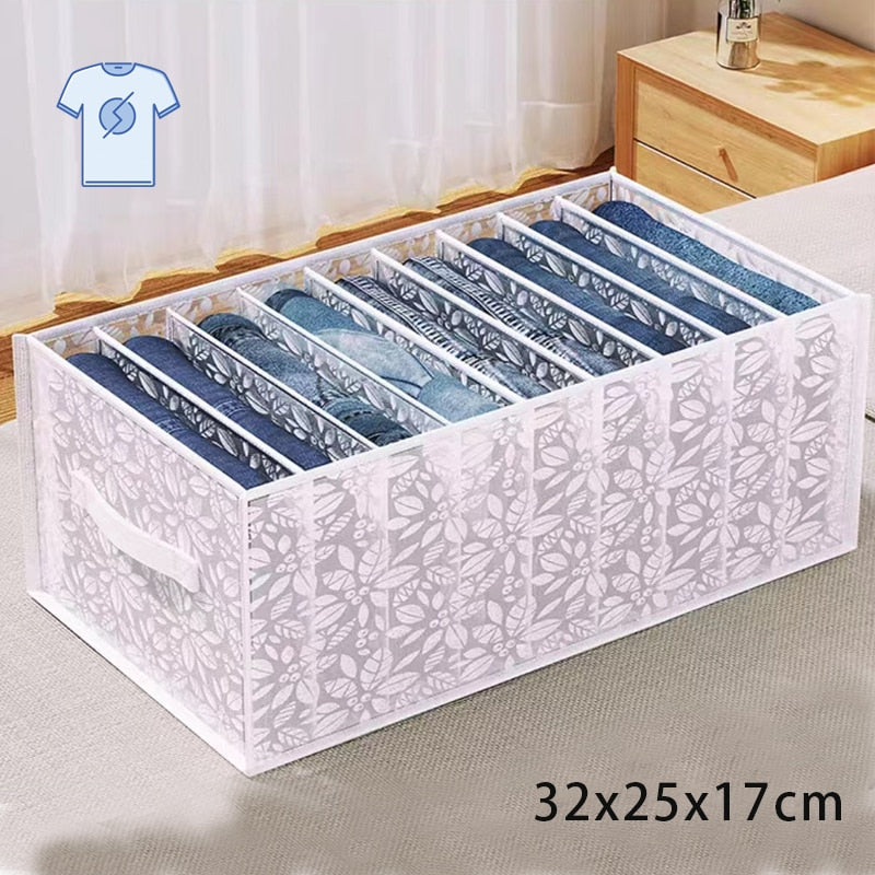 Jeans Compartment Storage Box Closet Clothes Drawer Mesh Separation Box Underwear Pants Drawer Divider Can Washed Home Organizer - StorageandmoreStorage