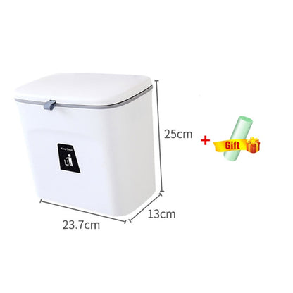 7/9L Hanging Trash Can For Kitchen Large Capacity Kitchen Recycling Garbage basket Bathroom Wall Mounted Trash Bin with lid - StorageandmoreStorage