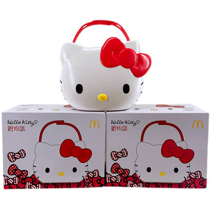 New Sanrio Hello Kitty Cartoon Plastic Portable Storage Basket Car Storage Basket Toys Hobbies Action Figures Holiday Gifts - StorageandmoreStorage