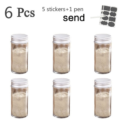 3-12PCS Set Seasoning Jar Square Glass Container Seasoning Bottle Kitchen Outdoor Camping Seasoning Container Glass Sealed Jar - StorageandmoreStorage