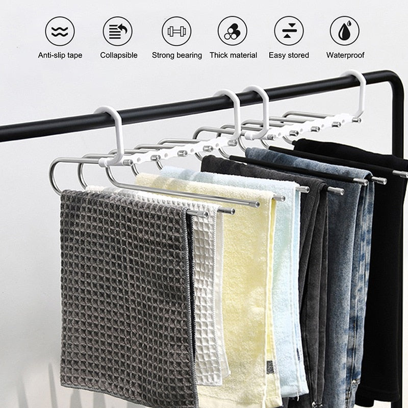 Multifunctional Pants Hanger Clothes Organizer Adjustable Pant Storage Rack Closet Organizer Trouser Hanger - StorageandmoreStorage