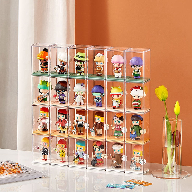 6pcs Blind box storage display box Dustproof transparent doll storage box Simplicity Toy Garage Kit display rack - StorageandmoreStorage