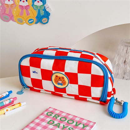 Portable cartoon bear pencil case with pen insert animal cute pencil bag school student stationery storage bag canvas girl bags - StorageandmoreStorage