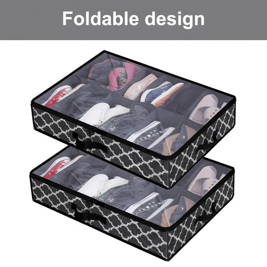 Practical 10 Grids Space-saving Underbed Organizer Non Woven Fabric Under Bed Shoe Organizer Convenient for Bedroom - StorageandmoreStorage