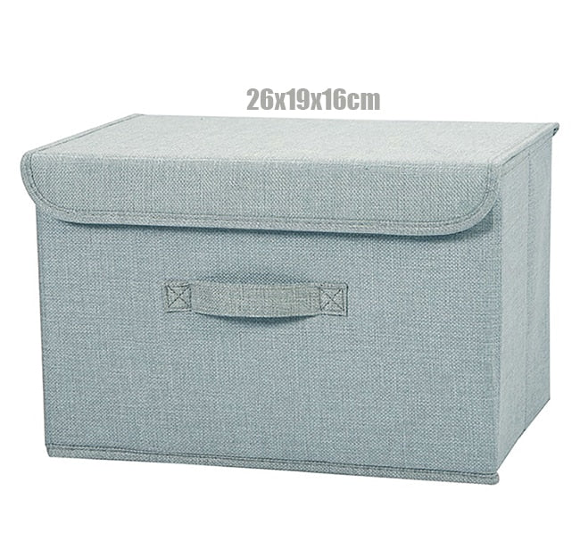 New Washable cotton linen Storage Box With lid Clothes Socks Toy Snacks Sundries organizer Cosmetics storage basket - StorageandmoreStorage