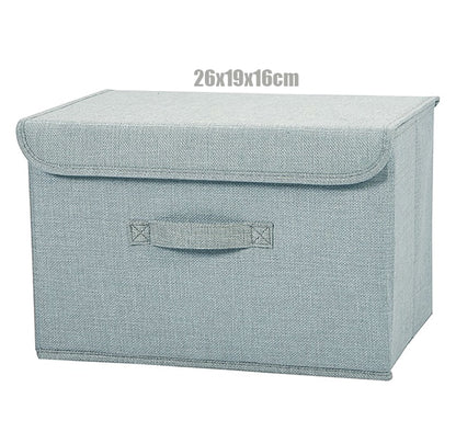 New Washable cotton linen Storage Box With lid Clothes Socks Toy Snacks Sundries organizer Cosmetics storage basket - StorageandmoreStorage