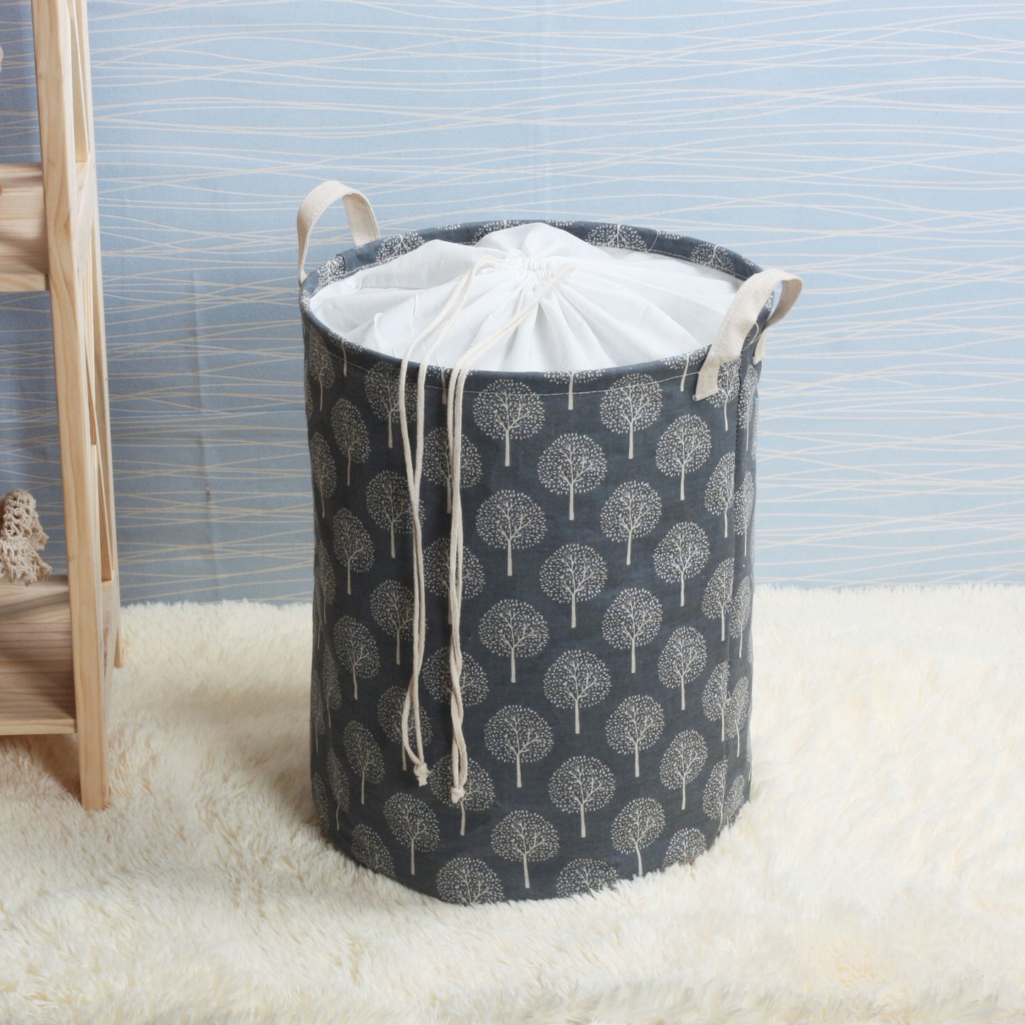 New Fashion Print Laundry Basket with Drawstring Lining Portable Foldable Storage Bag Hamper for Kids Toys Dirty Clothes Basket - StorageandmoreStorage