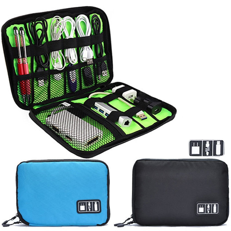 Cable Organizer Storage Bag System Kit Case USB Data Cable Earphone Wire Pen Power Bank SD Card Digital Gadget Device Travel Bag - StorageandmoreStorage