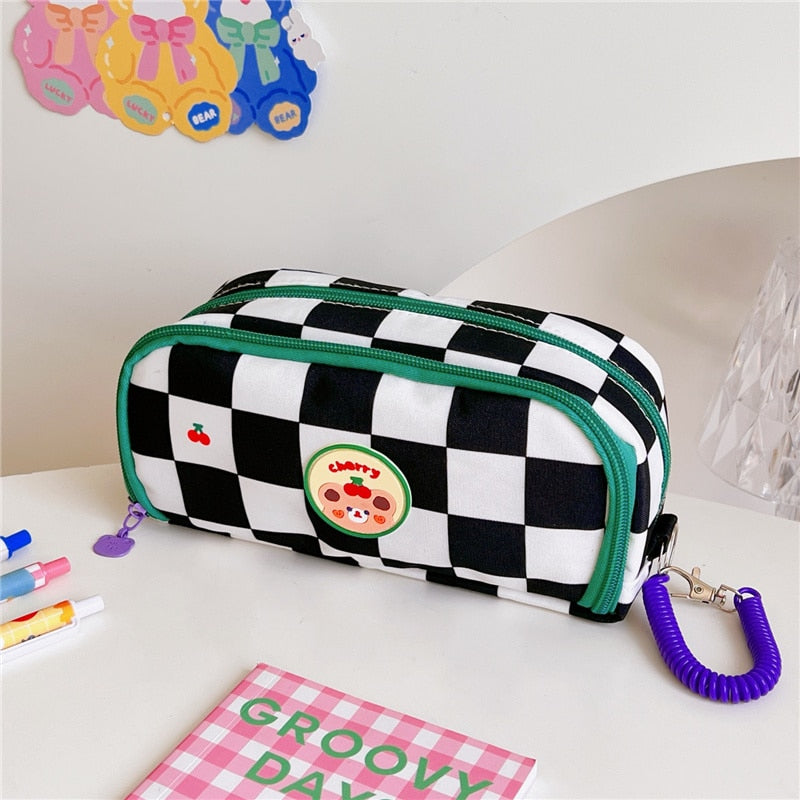 Portable cartoon bear pencil case with pen insert animal cute pencil bag school student stationery storage bag canvas girl bags - StorageandmoreStorage