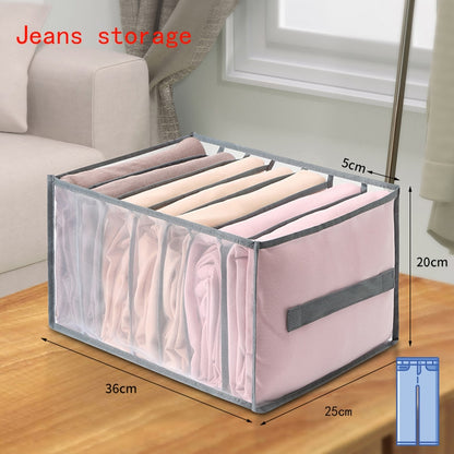 Jeans Compartment Storage Box Closet Clothes Drawer Mesh Separation Box Stacking Pants Drawer Divider Can Washed Home Organizer - StorageandmoreStorage