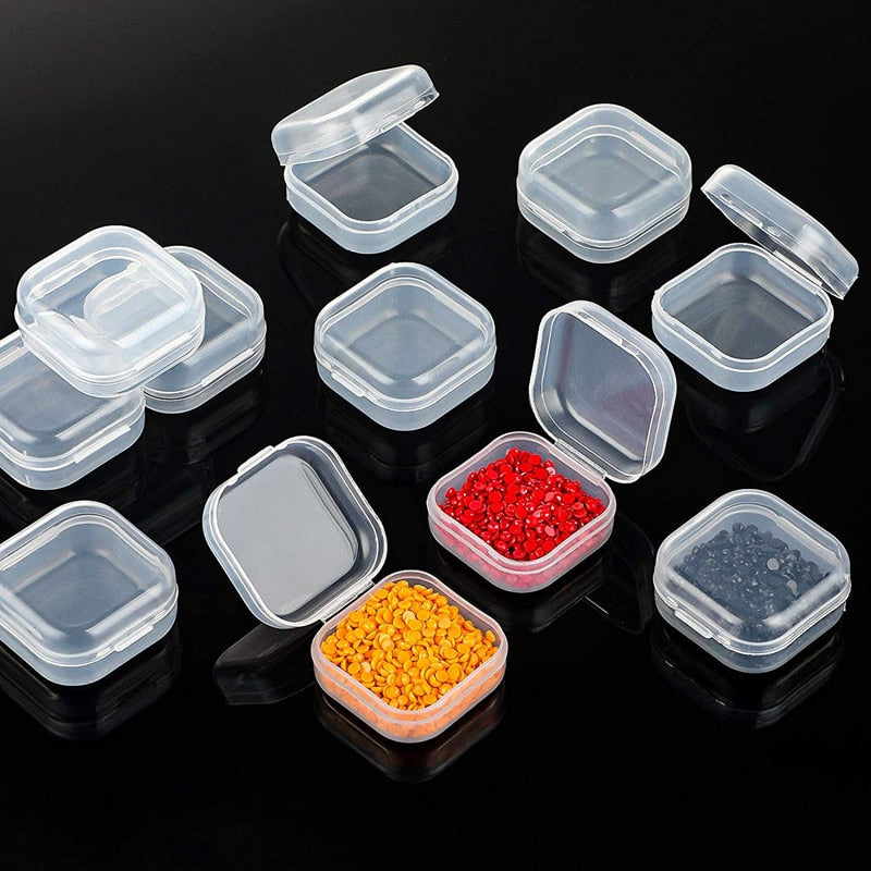 30PCS Small Boxes Square Transparent Plastic Box Jewelry Storage Case Finishing Container Packaging Storage Box for Earrings - StorageandmoreStorage