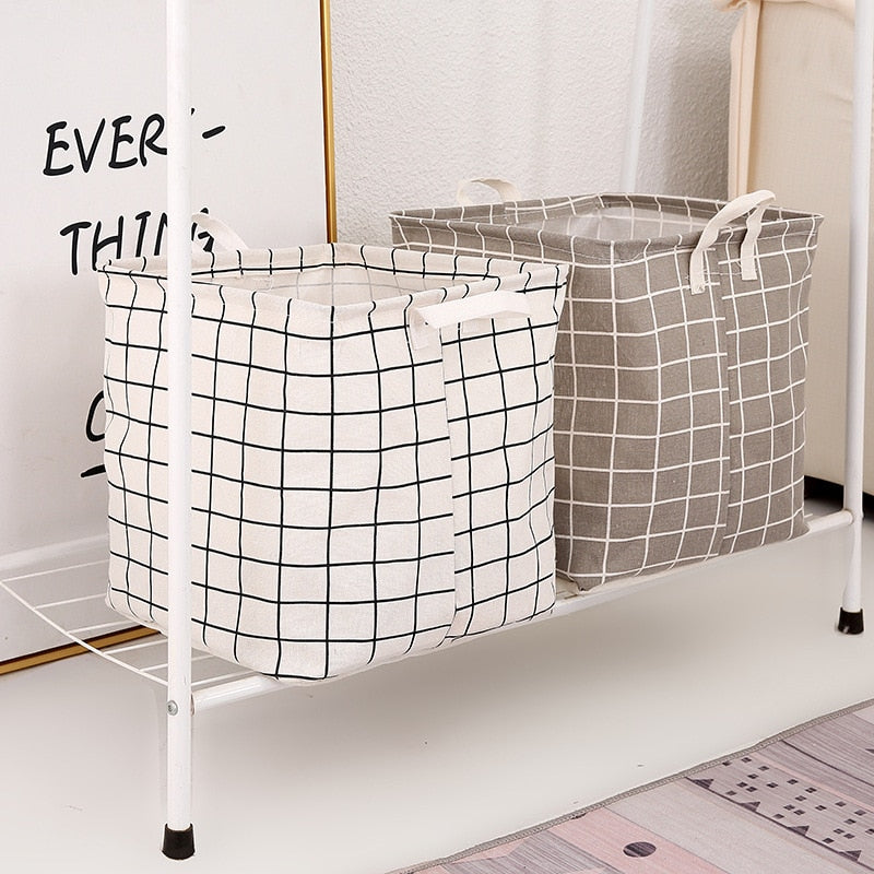 Cotton Linen Laundry Basket Square Dirty Clothes Toys Folding Organizer Bucket Anti-dust Big Storage Barrel Hamper Storage Home - StorageandmoreStorage