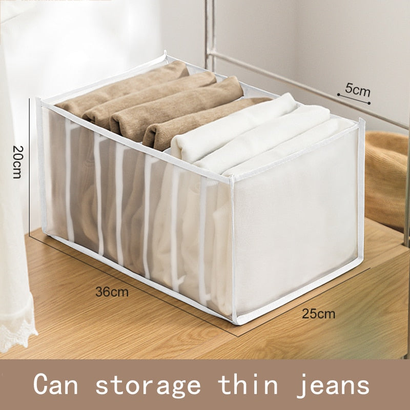 Jeans Compartment Storage Box Closet Clothes Drawer Mesh Separation Box Underwear Pants Drawer Divider Can Washed Home Organizer - StorageandmoreStorage