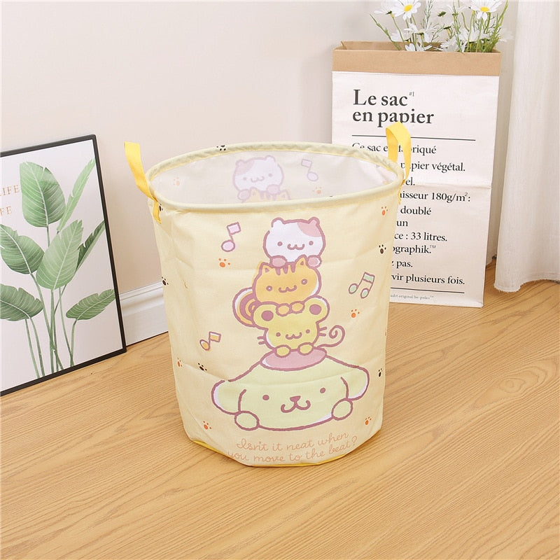 Kawaii Sanrioed My Melody Kuromi Cinnamoroll Foldable Laundry Basket Cartoon Folding Washing Bin Laundry Hamper - StorageandmoreStorage