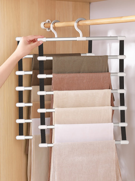 Joybos Pants Hangers Racks Closet Organizer 6/8 Layers Clothing Racks Trouser Hangers Foldable Wardrobe Hanger Storage Organizer - StorageandmoreStorage