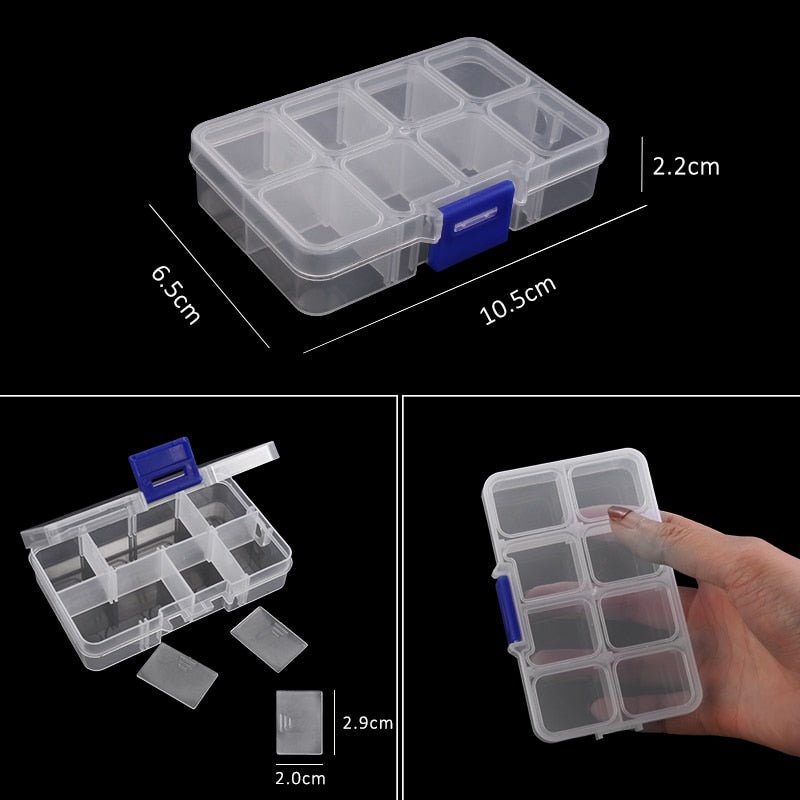 Transparent Plastic Storage Jewelry Box Compartment Adjustable Container For Beads Earring Box For Jewelry Rectangle Box Case - StorageandmoreStorage