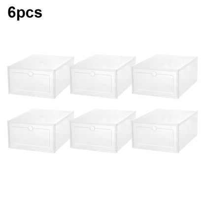 NEW Clear 1-12pcs Shoe Box Set Foldable Storage Plastic Transparent Door Home Closet Organizer Case Shelf Stack Wholesale - StorageandmoreStorage