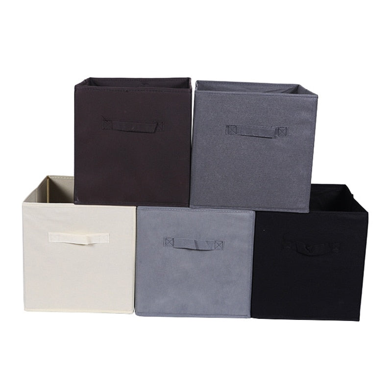 Non-woven Storage Box Pure Color Without Cover Square Fabric Wardrobe Organizer Clothes Toy Folding Finishing Box D1 - StorageandmoreStorage