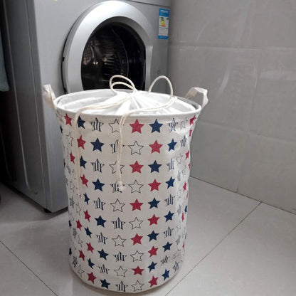 New Fashion Print Laundry Basket with Drawstring Lining Portable Foldable Storage Bag Hamper for Kids Toys Dirty Clothes Basket - StorageandmoreStorage