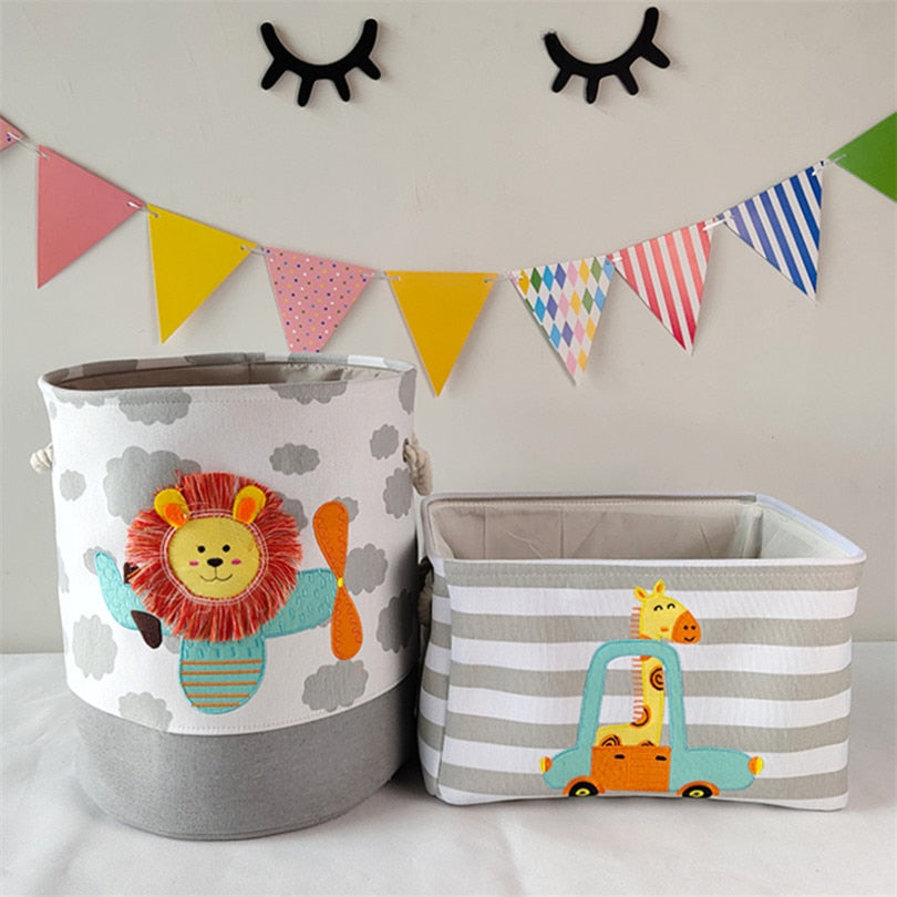 Foldable Laundry Basket for Dirty Clothes for Kids Baby Children Toys Canvas Wasmand Large Storage Hamper Office Home Organizer - StorageandmoreStorage