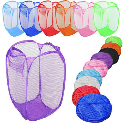 Laundry Bag Pop Up Mesh Washing Foldable Laundry Basket Bag Bin Hamper Storage - StorageandmoreStorage