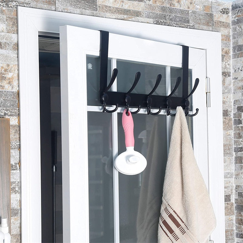 Stainless Steel Hooks Over The Door Home Bathroom Organizer Rack Clothes Coat Hat Towel Hanger New Bathroom Accessories Holder - StorageandmoreStorage