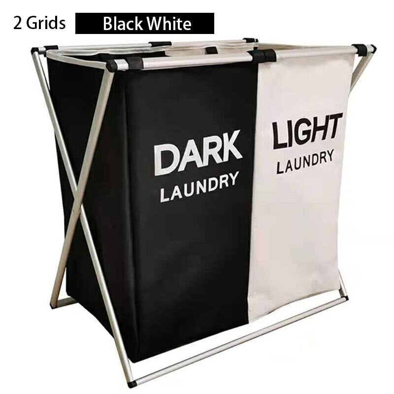 Foldable Dirty Laundry Basket Three Grid Oxford Waterproof Basket Large Capacity Simple Install Toy Storage Home Laundry Hamper - StorageandmoreStorage