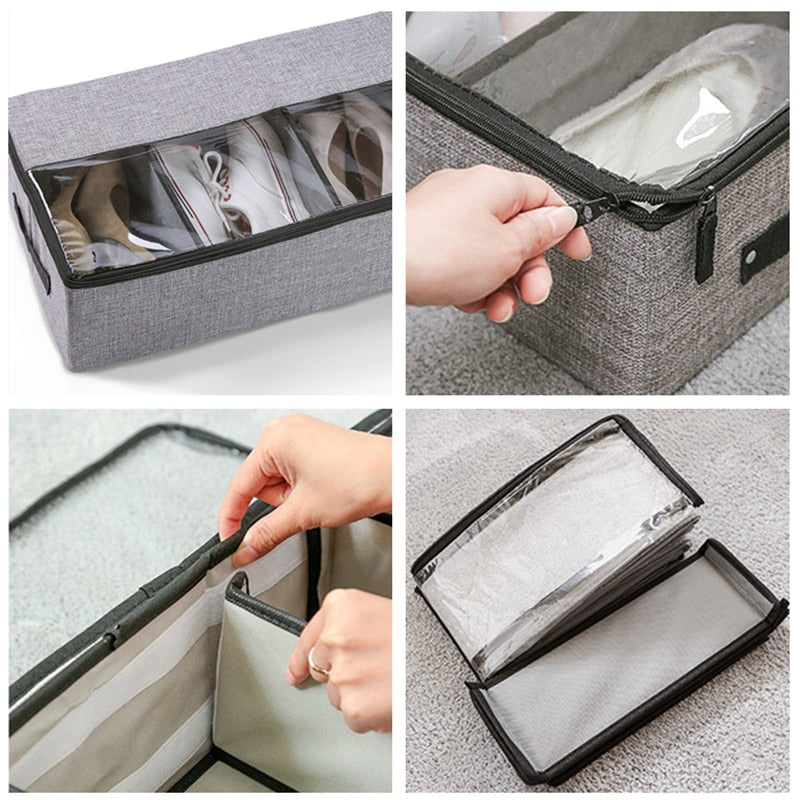 Under Bed Shoe Storage Box Bedroom Organizer PVC Waterproof Shoe Storage Bag Underbed Storage Solution Travel Boot Storage Bag - StorageandmoreStorage