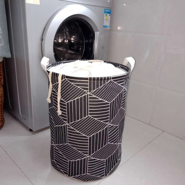 New Fashion Print Laundry Basket with Drawstring Lining Portable Foldable Storage Bag Hamper for Kids Toys Dirty Clothes Basket - StorageandmoreStorage