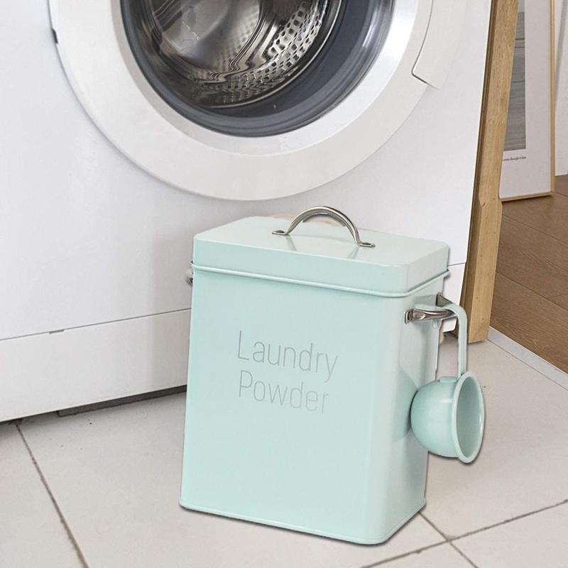 Laundry Detergent Powder Storage Tin Box Farmhouse Detergent Handy Soap Decor Room Laundry Rice Container Washing Dispenser - StorageandmoreStorage