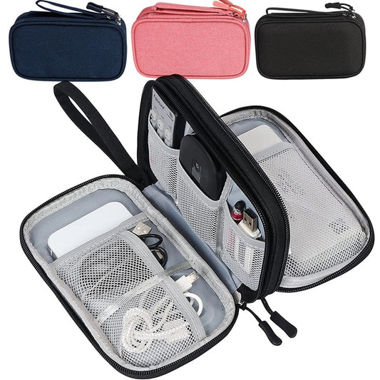 NEW Travel Organizer Bag Cable Storage Organizers Pouch Carry Case Portable Waterproof Double Layers Storage Bags For Cable Cord - StorageandmoreStorage