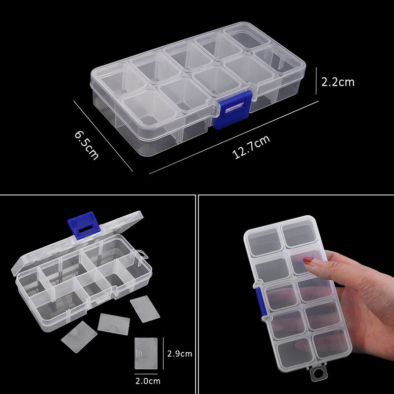 Transparent Plastic Storage Jewelry Box Compartment Adjustable Container For Beads Earring Box For Jewelry Rectangle Box Case - StorageandmoreStorage