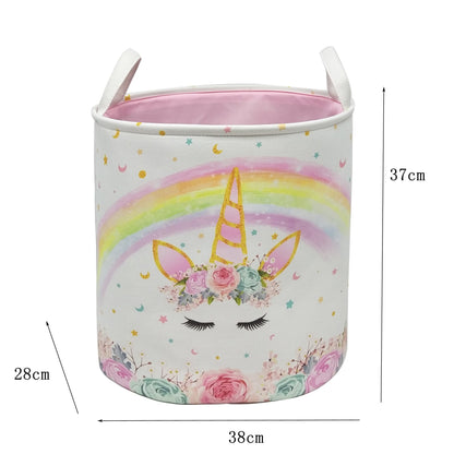 Pink Large Laundry Basket Round Dirty Clothes Toys Folding Bucket Anti-dust Big Storage Barrel Hamper - StorageandmoreStorage