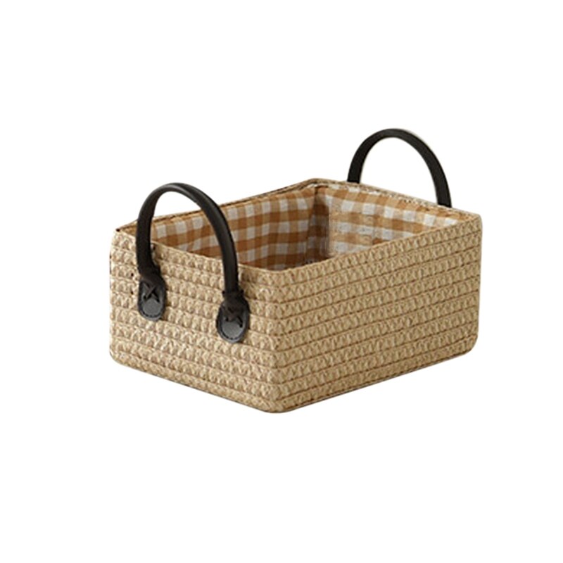 Woven Storage Basket Sundries Organizer Keys Clothes Toys Laundry Baskets Hamper Desktop Organizer Picnic Food Container Case - StorageandmoreStorage