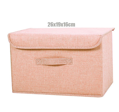 New Washable cotton linen Storage Box With lid Clothes Socks Toy Snacks Sundries organizer Cosmetics storage basket - StorageandmoreStorage